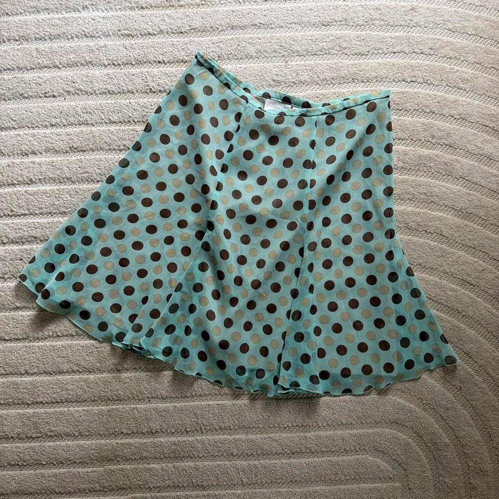 Vtg y2k Worthington Blue Brown polka dot skirt size 14 Whimsigoth Indie Chic